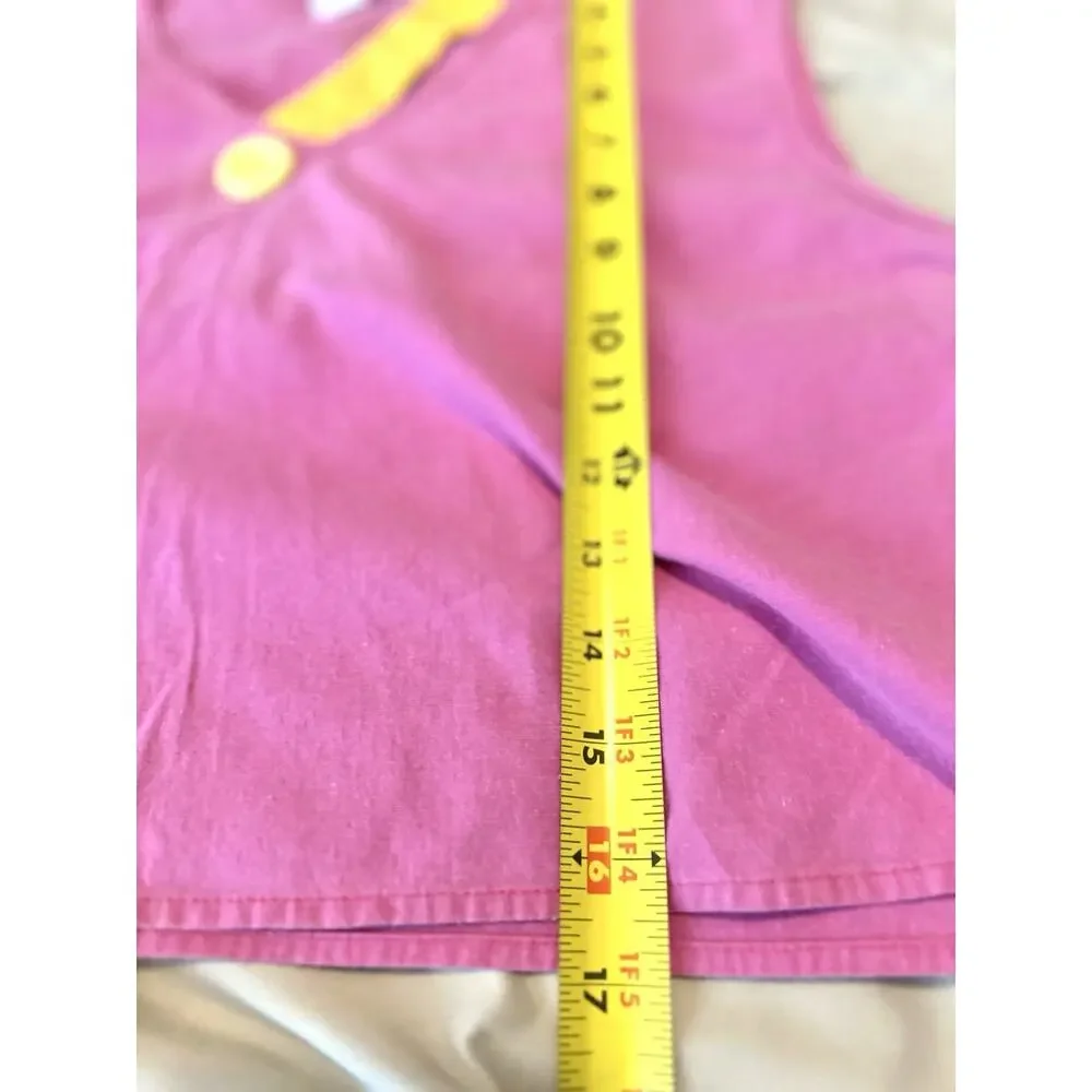 Vtg 80s Pbj Sport Pink Sleeveless Pink Crop Top With Button Accent Cotton Size 7